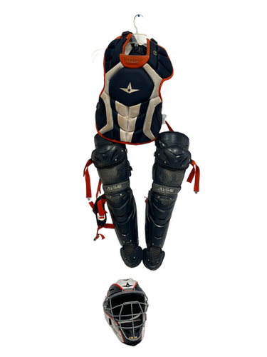 Used All Star CPCC912S7X Catchers Helmet w/Mask White And Orange One Size 11692-S000139023