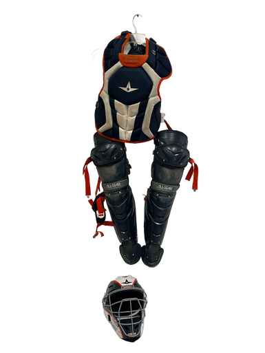 Used All Star CPCC912S7X Catchers Helmet w/Mask White And Orange One Size 11692-S000139023