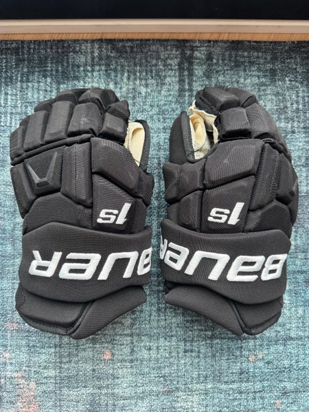 NHL Penguins Black Bauer Supreme 1S PRO STOCK Ice HOCKEY GLOVES 14 Kunitz