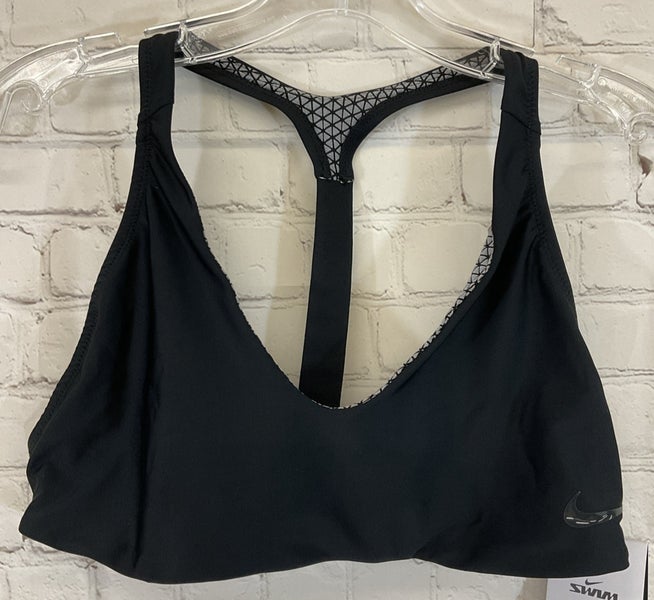 Nike NESSC188 Women's Fusion Back Anti-Slip Swimwear Top Black Large