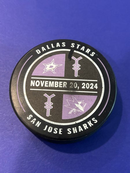 Dallas Stars vs San Jose Sharks Cancer Awareness Night Hockey Puck