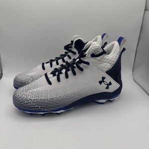 Under Armour Highlight Hammer MC Football Cleats Mens 10 White Blue Lace Up Mid
