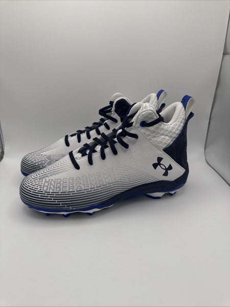 Under Armour Highlight Hammer MC Football Cleats Mens 10 White Blue Lace Up Mid