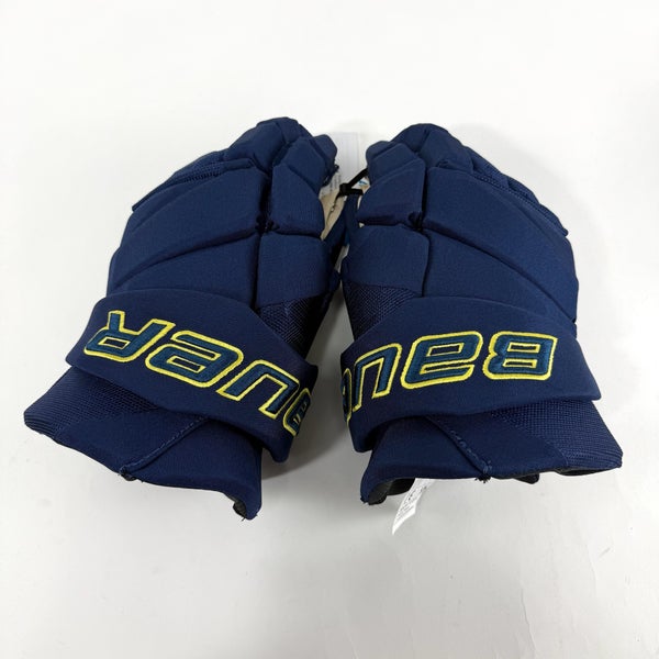 New Navy and Yellow Bauer Vapor Hyperlite Gloves | 14" | B589
