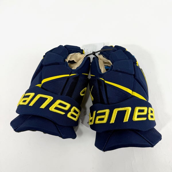 New Navy and Yellow Bauer Vapor Hyperlite Gloves | 14" | B583
