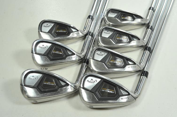 LEFT HANDED Callaway Rogue ST MAX OS 5-PW,AW Iron Set Regular Flex Steel #197992