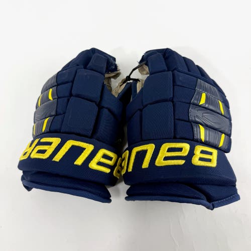 Used Navy and Yellow Bauer Pro Series Gloves | 14" | B575