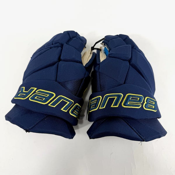 New Navy and Yellow Bauer Vapor Hyperlite Gloves | 14" | B577