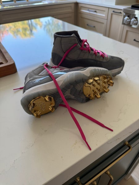 Custom Jordan 11 cool grey football cleats
