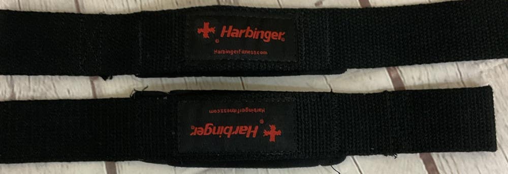 Harbinger Padded Lifting Straps Black NeoTek Foam Wrist Padding Woven Cotton