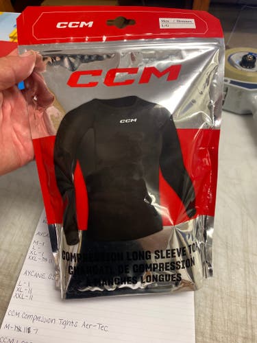 CCM Long Sleeve Compression Shirt Black Senior Top 55893