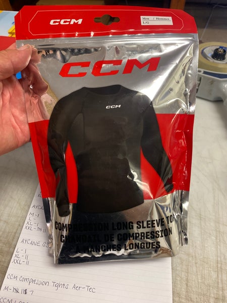 CCM Long Sleeve Compression Shirt Black Senior Top 55893
