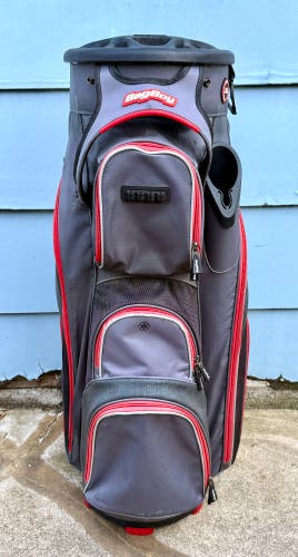 Bag Boy 2023 Revolver XP Golf Cart Bag-Charcoal/Black/Red, 14 Way Rotating Top