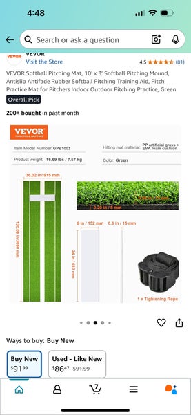 Vevor pitching mat Brand New In Original Package