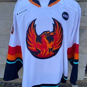 CCM Pro Stock Coachella Valley Firebirds White Game Jersey CASWELL 7382
