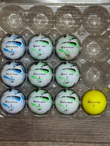 10 TaylorMade SpeedSoft Golf Balls with Ink Design