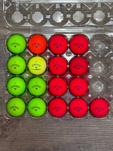 17 Callaway Supersoft Golf Balls - Red, Green, Yellow, Orange Color