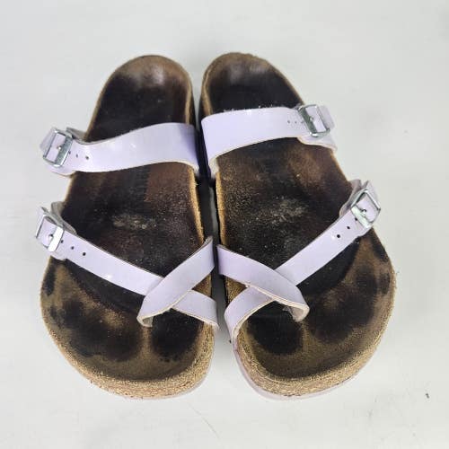 BIRKENSTOCK Mayari Patent Candy Pink Sandals Slides Toe Loop Women's Size 38 / 7