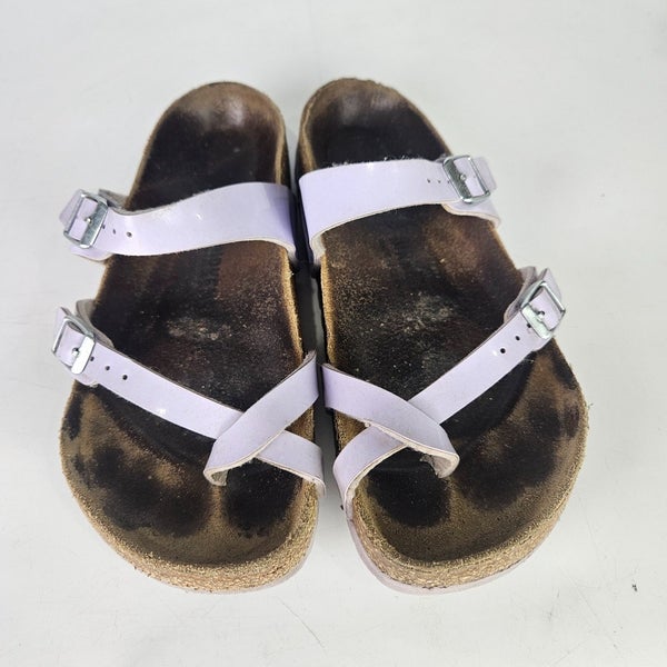 BIRKENSTOCK Mayari Patent Candy Pink Sandals Slides Toe Loop Women's Size 38 / 7