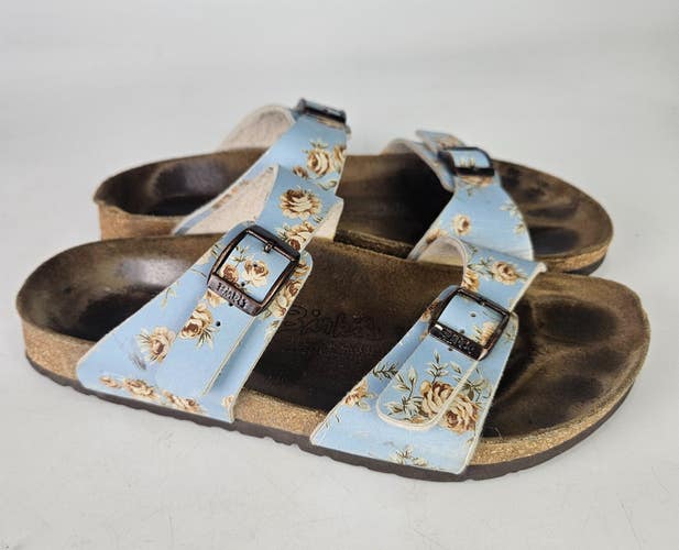 Birki's by Birkenstock Tahiti Blue Floral Double Strap Sandals Women Size 39 / 8