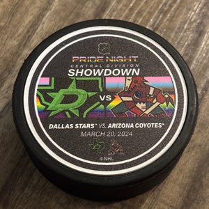 Arizona Coyotes vs Dallas Stars Pride Night NHL Hockey Puck 3/20/2024