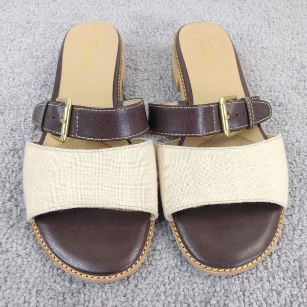 Trotters Sandals Womens Size 8 W Shoes Slip On Brown Buckle Strap Signature Tan