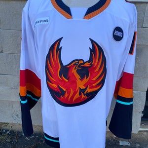 CCM Pro Stock Coachella Valley Firebirds White Game Jersey JANICKE 7382