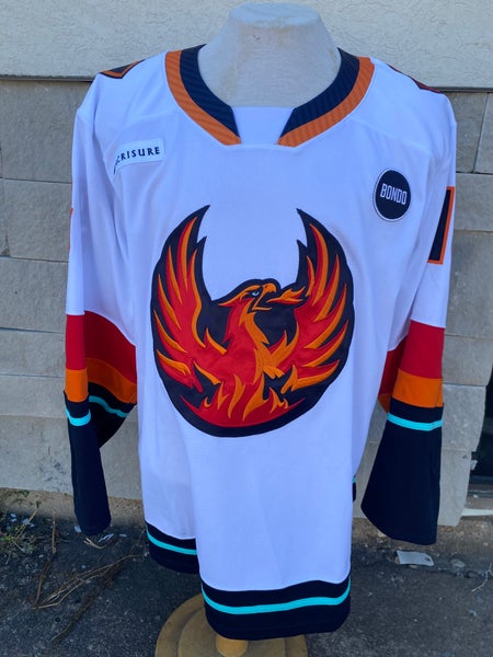 CCM Pro Stock Coachella Valley Firebirds White Game Jersey JANICKE 7382