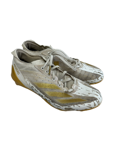 Used Adidas ADIZERO Adult FB Cleats White And Gold Senior 8 11692-S000139057
