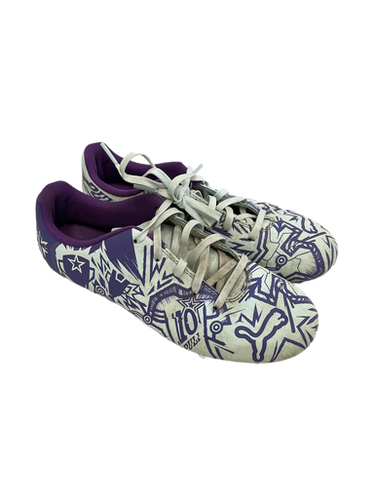 Used Puma TACTO Soccer Cleats White And Purple Junior 05.5 11692-S000139104