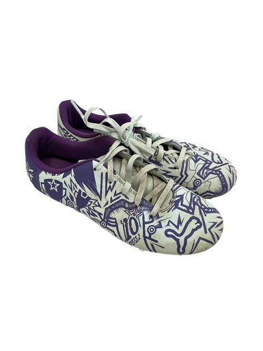 Used Puma TACTO Soccer Cleats White And Purple Junior 05.5 11692-S000139104