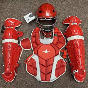 All Star Top Star Intermediate Ages 13-15 Baseball Catchers Gear Set - Red