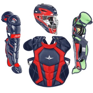 All Star System 7 Axis Youth 10-12 Catchers Gear Set - Navy Blue Red