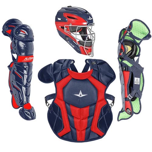 All Star System 7 Axis Youth 10-12 Catchers Gear Set - Navy Blue Red