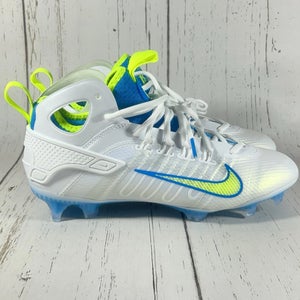 Nike Huarache 9 Elite Mid LAX SE Cleats White Blue Volt Mens Size 8.5 FV6149-100