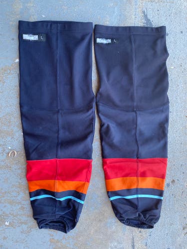 CCM Edge Pro Stock Hockey Socks Coachella Valley Firebirds w/ Kevlar Backing Large 73492
