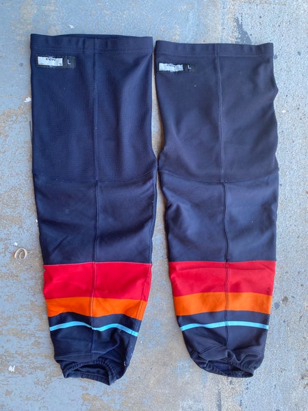 CCM Edge Pro Stock Hockey Socks Coachella Valley Firebirds w/ Kevlar Backing Large 73492