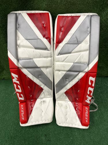 White 34" Senior CCM Eflex 5 Goalie Full Set Regular with Eflex 4 Glove/Blocker