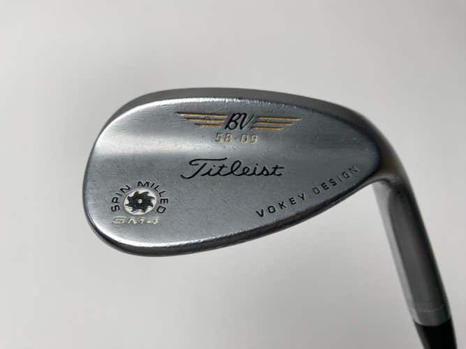 Titleist Vokey Spin Milled SM4 Chrome Lob Wedge LW 58* 9 Bounce Wedge Steel RH