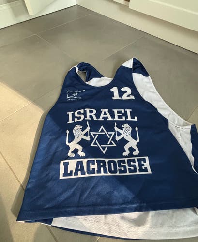 Israel Lacrosse Blue/White Large Men's Reversible Jersey (Used) #12