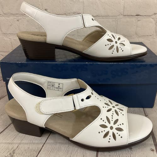 SAS Shoes 2270-001 Women's SUNBURST Heel Strap Sandal White US 7 M