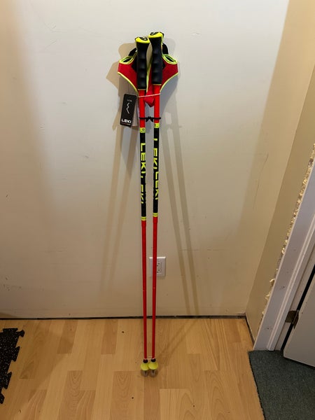 NEW Red Carbon Leki Ski Poles 50in/125cm