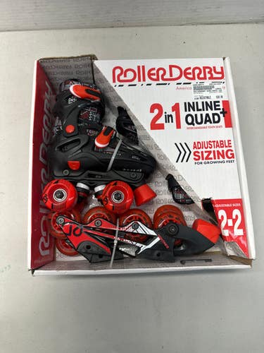 Used RollerDerby QUAD/SKATE COMBO Child Roller Quad Skates Black Adjustable 11835-S000196574