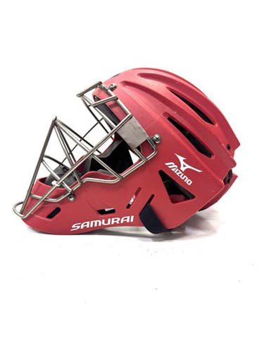 Used Mizuno SAMURAI YOUTH Catchers Helmet w/Mask Red One Size 11860-S000294787