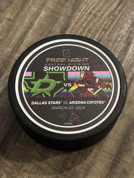 Dallas Stars vs Arizona Coyotes Pride Night NHL Match Up Hockey Puck
