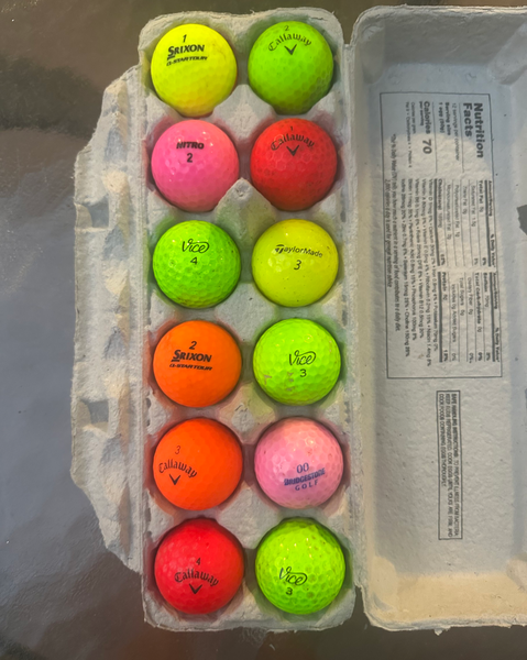Assorted Colored Golf Balls 12 Pack (1 Dozen) (Used)