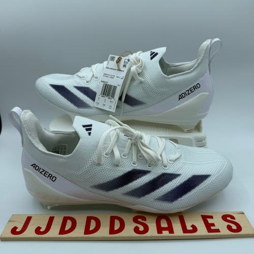 Adidas SM Adizero Electric Football Cleats White Purple IH0537 Men’s Sz 10.5 New