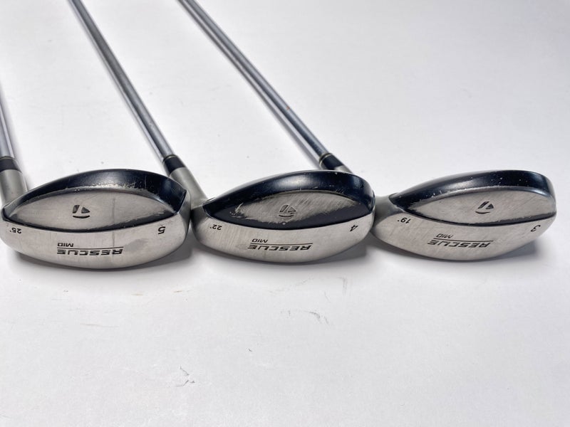 TaylorMade Rescue Mid Hybrid Set 3 4 5 19* 22* 25* Stiff Steel Mens RH