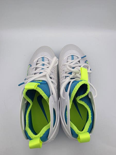 New Mens Nike Huarache 9 Elite Mid SE Lacrosse Cleats Size 7 White Blue Green Nike Huarache 9 Elite Mid Lax SE White/Blue/Volt Lacrosse Cleats main image 4