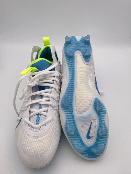 New Mens Nike Huarache 9 Elite Mid SE Lacrosse Cleats Size 7 White Blue Green Nike Huarache 9 Elite Mid Lax SE White/Blue/Volt Lacrosse Cleats main image 2